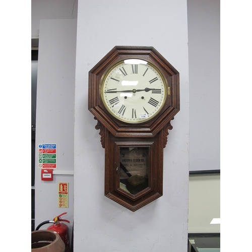 1138 - Ansonia Walnut Cased Wall Clock, with 8-day movement, 79.5cm high.