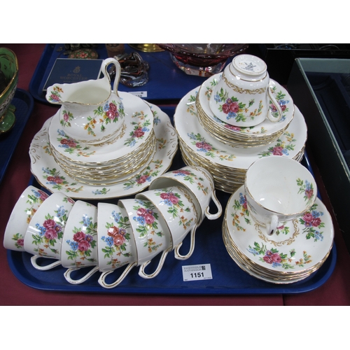 1151 - New Chealsea Red Rose Pattern Tea Ware, of approximately forty-six pieces. 1 Tray