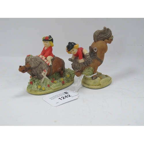 1242 - A Pair of Thelwell Pony Figures 'Point of Departure' 1983 and 'Four Faults' 1985, 7.5cm high. (2)