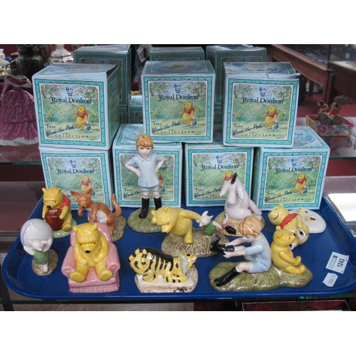 1243 - Royal Doulton Winnie The Pooh Figures, including Christopher Robin Eeyor's Tail, Kanga and Roo, nine... 