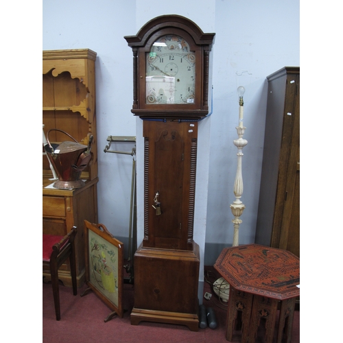 1533 - XIX Century and Later Pine White Dial 8 Day Longcase Clock, (T. Saltby Grantham), hood with a domed ... 