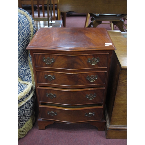 1539 - Mahogany Serpentine Shaped Chest of Drawers, with four drawers, reeded side, on bracket feet 53cm wi... 