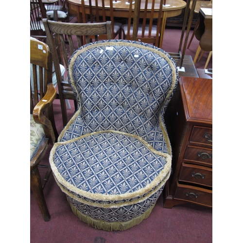 1540 - Easy Chair, upholstered in a nave and gold panelled damask.