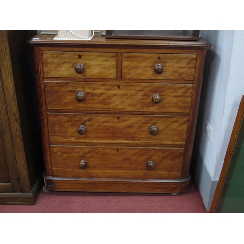 1554 - XIX Century Satin Birch Chest of Drawers, the top with a molded edge, two short drawers, three long ... 