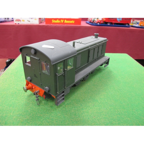 619 - A Piko 'G' Gauge 0-6-0 Diesel Shunter, unnamed, finished overall satin black, fair condition with da... 