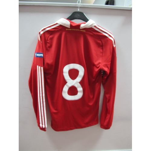 316 - Denmark Football Match Shirt 2011 v. Latvia, issued to Christian Eriksen, in red by Adidas, featurin... 