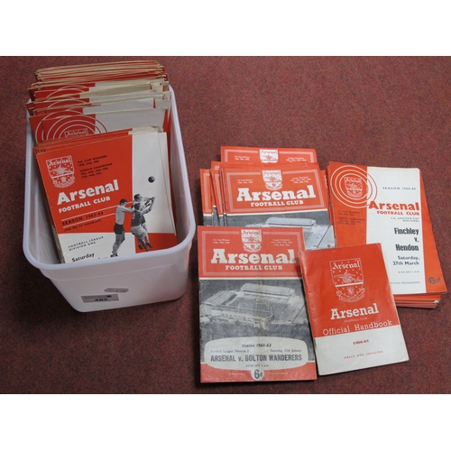 482 - Arsenal Home Programmes 1961-2 to 67-8, including 63-4 v. Staevnet, Liegeois. 63 v. Rangers, 64-5 am... 