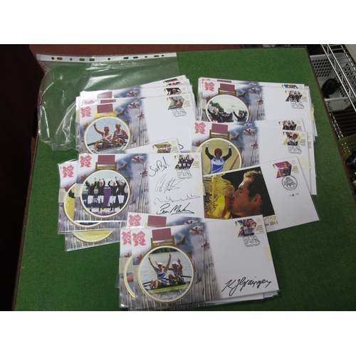 667 - 2012 Gold Medal Winner Stamped First Day Covers, including signed issues (unverified) of Mo Farah (x... 