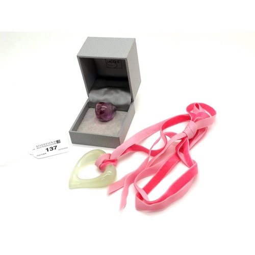 137 - Lalique; A Modern Ring, purple, signed 