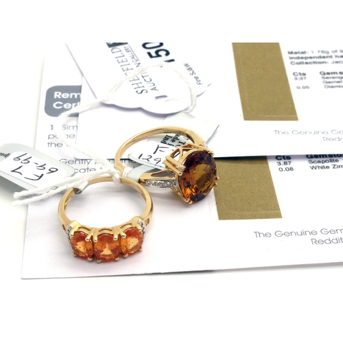 150 - The Genuine Gemstone Company Ltd; A 9ct Gold Scapolite and White Zircon Dress Ring, claw set centre,... 