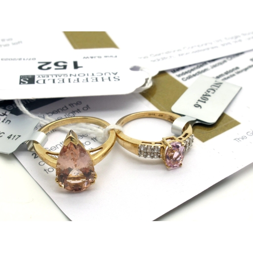 152 - The Genuine Gemstone Company Ltd; A 9ct Gold 3.67ct Zambezia Morganite Single Stone Ring, the pear s... 