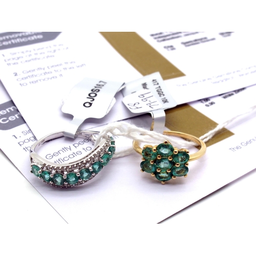 154 - The Genuine Gemstone Company Ltd; A 9ct White Gold Zambian Emerald and White Zircon Ring, claw set t... 