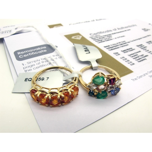 158 - The Genuine Gemstone Company Ltd; A 9ct Gold Serengeti Spessartite Garnet and Diamond Ring, of unifo... 