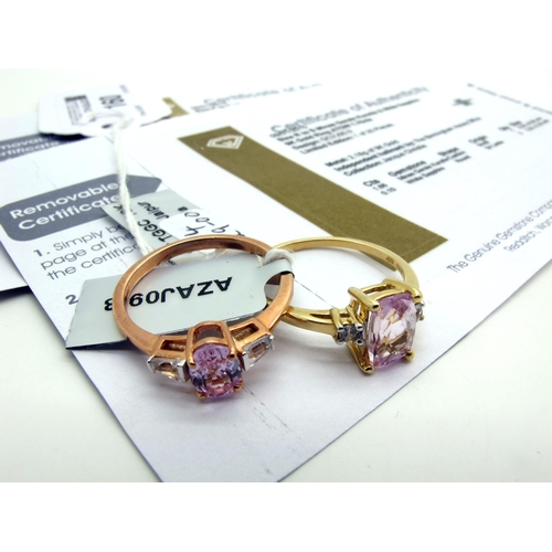 160 - The Genuine Gemstone Company Ltd; A 9ct Rose Gold Minas Gerais Kunzite and White Sapphire Dress Ring... 
