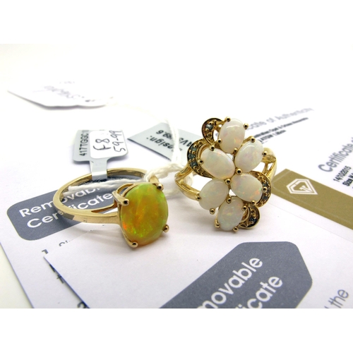 163 - The Genuine Gemstone Company Ltd; A 9ct Gold Australian Opal and Orissa Alexandrite Ornate Dress Rin... 