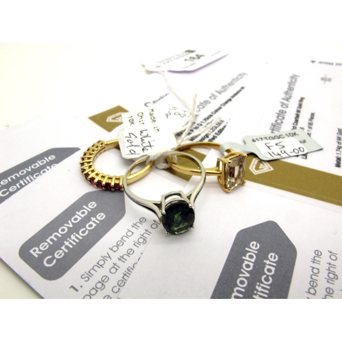 164 - The Genuine Gemstone Company Ltd; A 9ct Gold 1.80ct Csarite Single Stone Ring, rectangular four claw... 