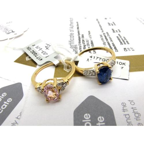 165 - The Genuine Gemstone Company Ltd; A 9ct Gold Minas Gerais Kunzite and Diamond Dress Ring, oval claw ... 