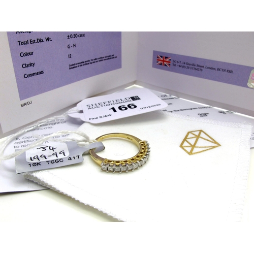 166 - The Genuine Gemstone Company Ltd; A 9ct Gold Tomas Rae 0.50ct Diamond Half Eternity Style Ring, the ... 