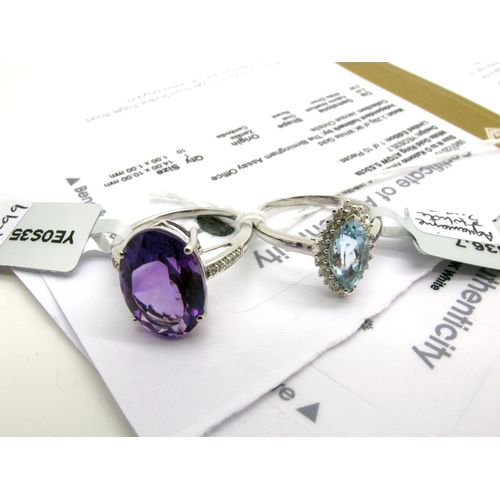 172 - The Genuine Gemstone Company Ltd; A 9ct White Gold Aquamarine and White Zircon Cluster Style Ring, t... 