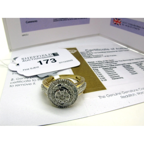 173 - The Genuine Gemstone Company Ltd; A 9ct Gold Tomas Rae 1ct Diamond Cluster Ring, allover mixed cut c... 