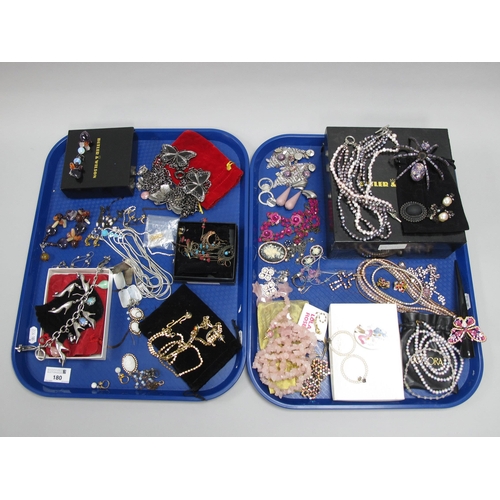 180 - A Collection of Modern Costume Jewellery, to include Butler & Wilson bracelet and earrings set, spid... 