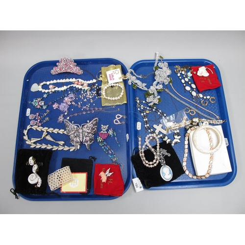 182 - A Collection of Modern Costume Jewellery, to include Butler & Wilson diamoanté butterfly hair clip, ... 