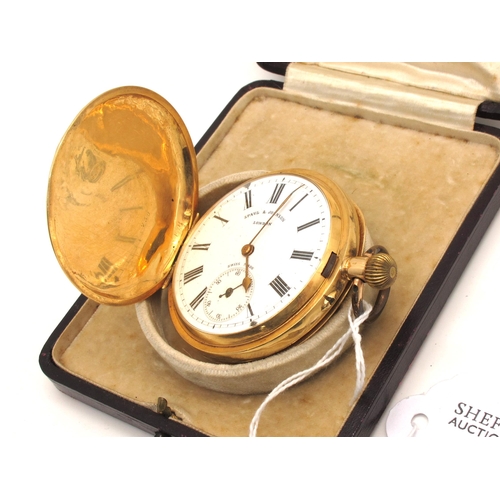 247 - Spaul & Johnson London; A Hunter Cased Pocket Watch, the signed white enamel dial with black Roman n... 