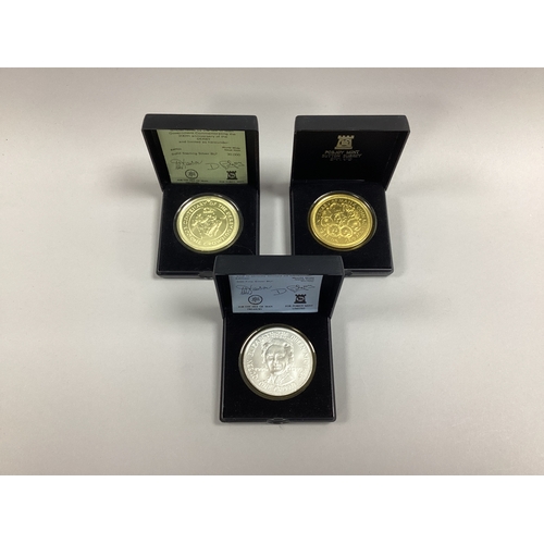 104 - Three Isle Of Man Pobjoy Mint Silver Crowns, 1979 and two 1980, all cased.