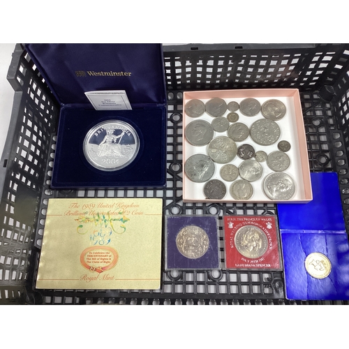 22 - 2004 Westminster 5oz Fine Silver Proof Britannia Coin, together with a collection of mainly GB coins... 