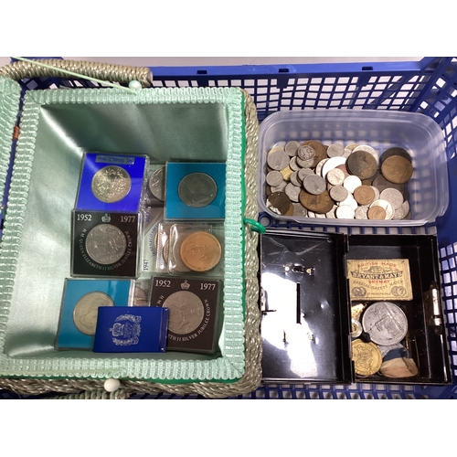 42 - Large Collection Of GB And World Coins, includes GB commemorative Crowns, pre-decimal coins, various... 