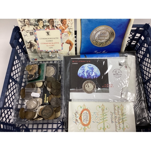 53 - Collection Of GB And World Coins, including a 1988 Royal Mint Bunc coin set, Millennium £5 coin cove... 