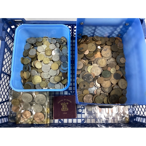 58 - Large Collection Of GB And World Coins, including GB pre-decimal Pennies, brass Threepences etc, and... 