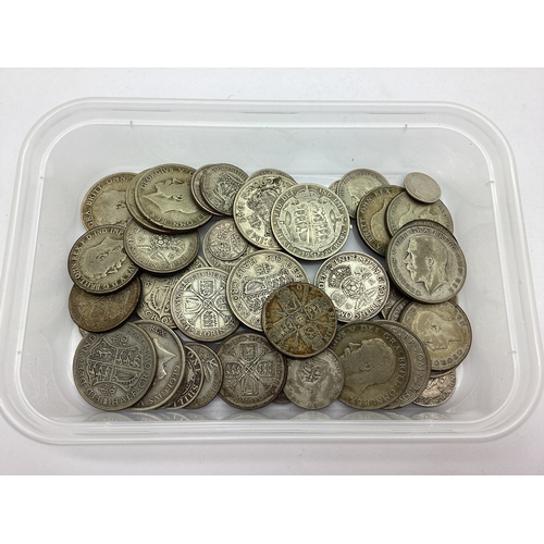 78A - GB Pre 1947 Silver Coins, Half Crowns, Florins, Shillings etc, total weight 400g.