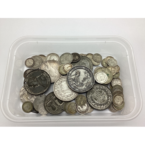 79A - Collection Of Silver Coins, including two USA silver Dollars, GB pre 1947, commemorative silver meda... 