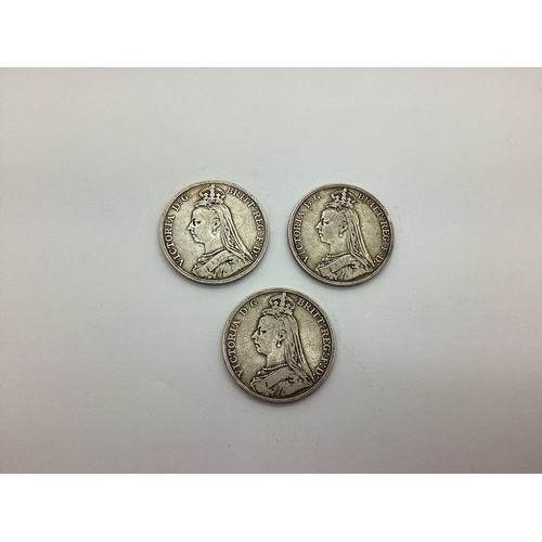 82A - Three GB Victoria Silver Crowns, 1890 and two 1891.