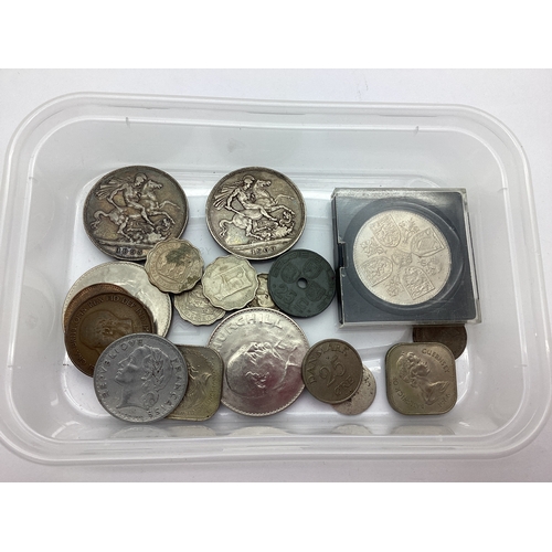 90 - Collection Of GB And World Coins, including an 1895 and 1900 GB Victoria silver crown, mixed world c... 