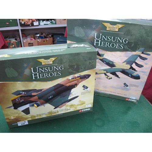 539 - Two Corgi The Aviation Archive Unsung Heroes diecast model military aircraft. #AA33502 1:144 Boeing ... 