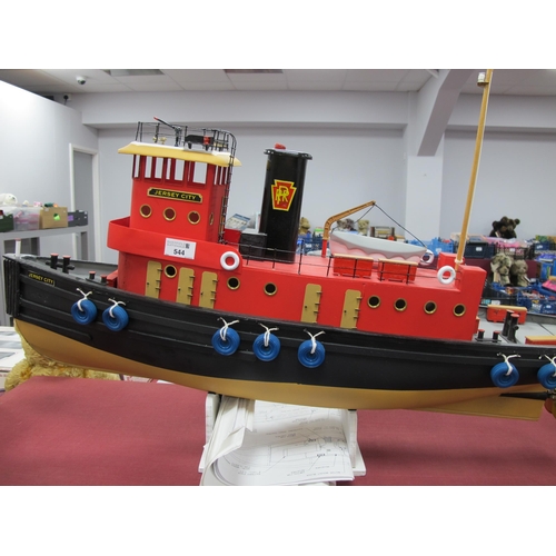 544 - A Dumas Boats No.1248 kit built wood and plastic construction model of a Jersey City Railroad Tug, f... 