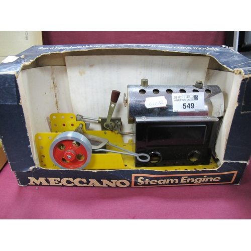 549 - A Meccano (Mamod SP3) Steam Engine, with burner and funnel, good condition, appears test steamed onl... 