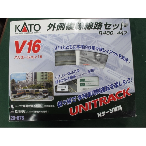 560 - A Kato Unitrack 'N' Gauge Ref R480/447 Boxed Rail Pack. (appears new, box content unchecked).