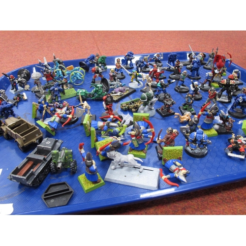 566 - A quantity of white metal and plastic Wargaming Fantasy model figures, mostly painted, damages noted... 