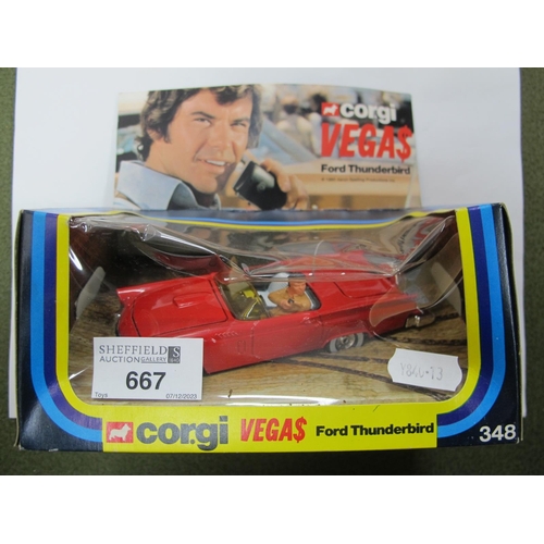 667 - A boxed Corgi #348 diecast model VEGA$ (Vegas) Ford Thunderbird, red body, white interior with Dan T... 