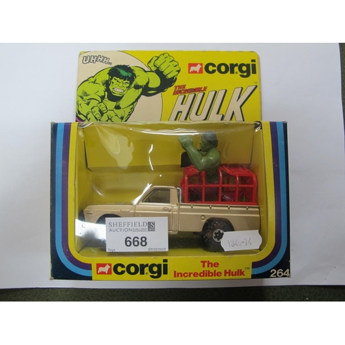 668 - A boxed Corgi 264 The Incredible Hulk diecast model Mazda Pick-Up, light metallic brown, black inter... 