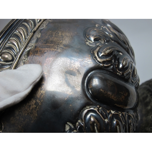 22 - A Large Victorian Hallmarked Silver Punch Bowl, HA, Sheffield 1897, with gadrooned leaf decoration, ... 