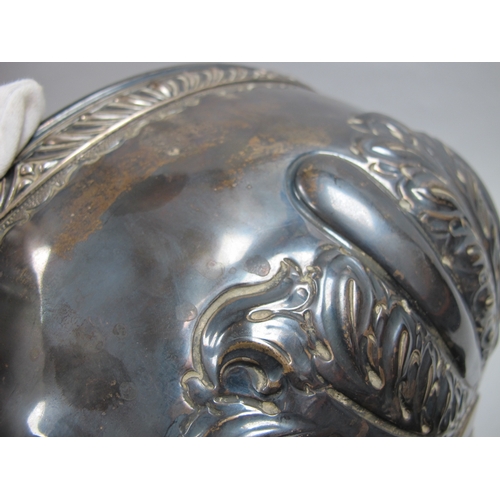 22 - A Large Victorian Hallmarked Silver Punch Bowl, HA, Sheffield 1897, with gadrooned leaf decoration, ... 