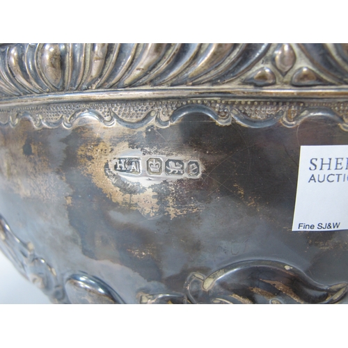 22 - A Large Victorian Hallmarked Silver Punch Bowl, HA, Sheffield 1897, with gadrooned leaf decoration, ... 