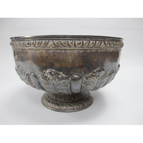 22 - A Large Victorian Hallmarked Silver Punch Bowl, HA, Sheffield 1897, with gadrooned leaf decoration, ... 