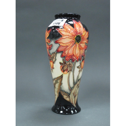 1106 - A Moorcroft Pottery Vase, decorated in a floral pattern by Debbie Hancock, No6/50, dated 2001, 20cm ... 