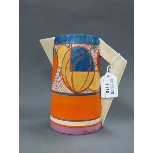 1110 - A Wilkinson's Ltd Clarice Cliff 'Fantasque' Pottery Jug, painted in the Melon pattern within blue, o... 