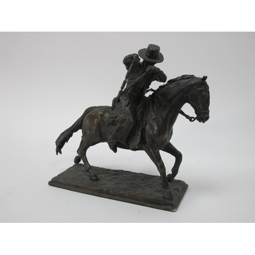 1220 - T. Gordo? Bronze Sculpture of Matador on Horseback, stamped to rectangular base, 25.5cm high.